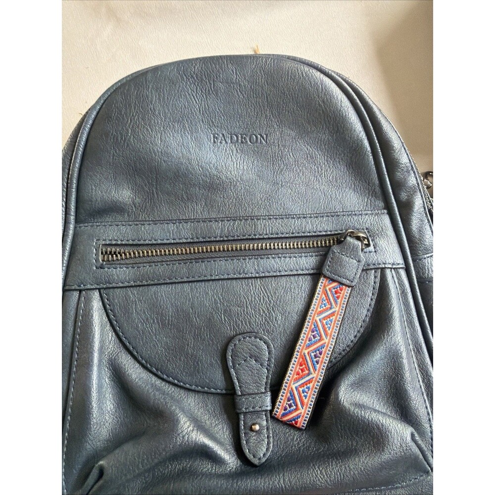 FADEON Women’s Backpack Purse Vegan Leather Waterproof Blue Multi-Pocket Travel - Picture 3 of 16